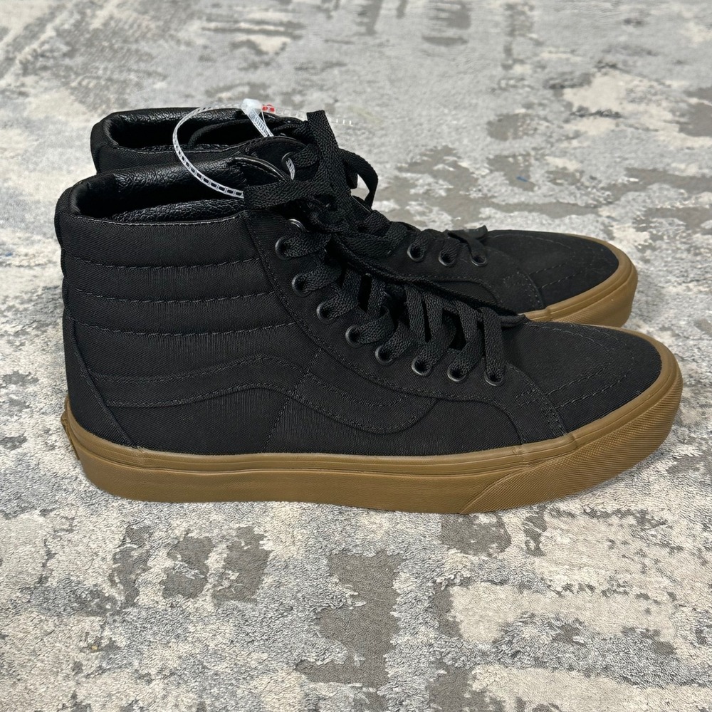 Vans Sk8-Hi Sneakers Black Gum Sole Canvas High Top 7.5 Mens 9 Womens New